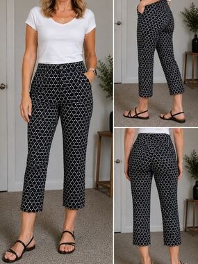 Kim Rogers Black & White Geo Cropped Pants